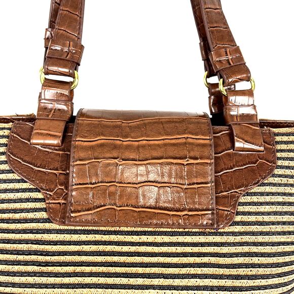 Shoulder Handbag Hobo Brown Textured woven Faux Leather Tassel Boho Chic - Picture 5 of 16